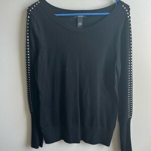 Alfani Sweater Women's Medium Black Studded Long Sleeve